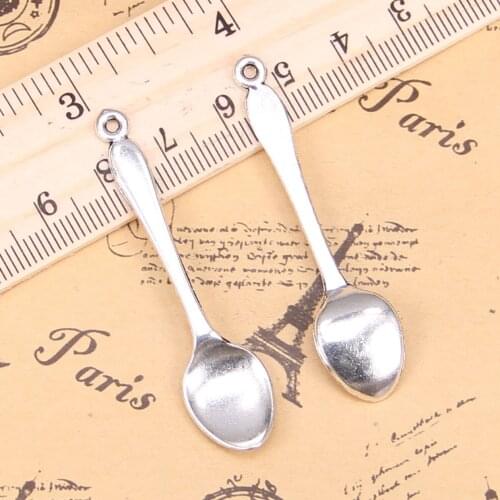 58pcs Charms For Jewelry Making spoon 54mm Antique Silver Plated Pendants DIY Handmake Tibetan Silver Bracelet Necklace