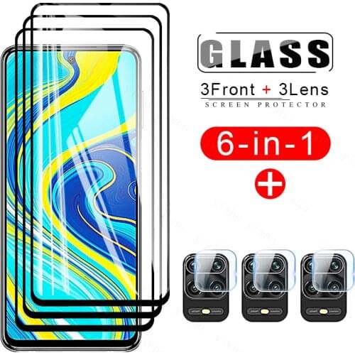 6in1 Tempered Glasses on Redmi Note 9s Screen Protector Xiomi Redmi Note 8 9 T 9s 10 10s 5g Pro 2021 Camera Lens Protective Glas