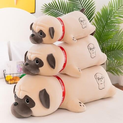 60/75CM Kawaii Doll Lying Pug Dog Series Lovely Real Life Soft Stuffed Plush Toy Pillow for Children Baby Girls Birthday Gifts