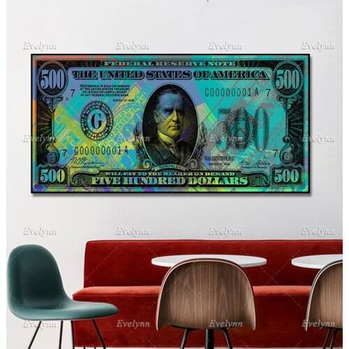 500 Dollars Abstract Oil Painting Posters and Print on Canvas Wall Art Pictures for Living Room Modular Pictures Home Decoration