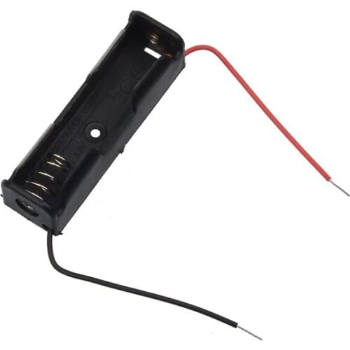 FREE SHIPPING ! ! 1Pcs New 18650 Battery 3.7V Clip Holder Box Case Black With Wire Lead