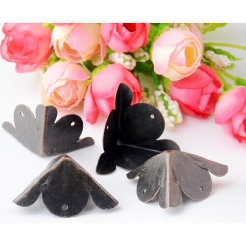 Free shipping 20Pcs Antique Bronze Jewelry Gift Box Wood Case Decorative Feet Leg Corner Protector 23x34mm J2972