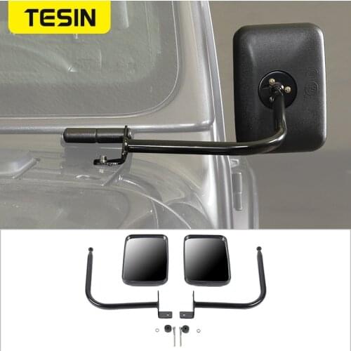 TESIN Car Side Mirrors Square Engine Cover Hinge Rear View Mirrors for Jeep Wrangler JL JT 2018 2019 2020 Exterior Accessories