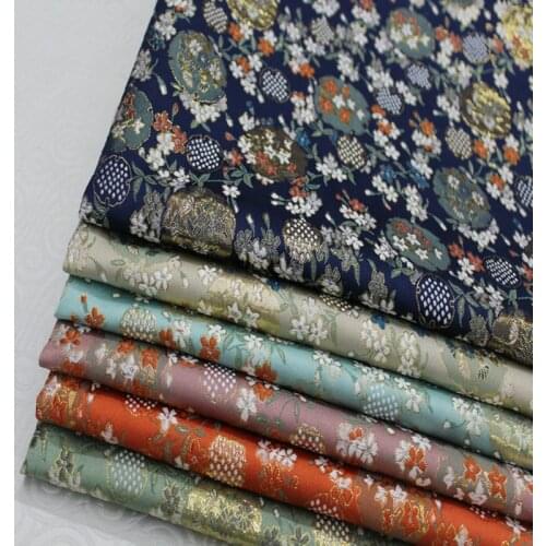 CF78 1 Yard Japanese Style Floral Silk Brocade Jacquard Fabric Kimono Clothing Fabric Korean Style Cushion Cover DIY Fabric