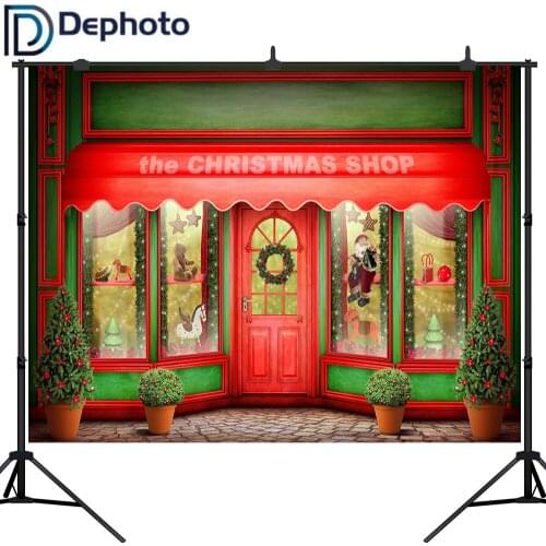 Dephoto Christmas Store Backdrop Santa Toys Display Family Party Decorations Background Photo Studio Booth Kids Photography Prop