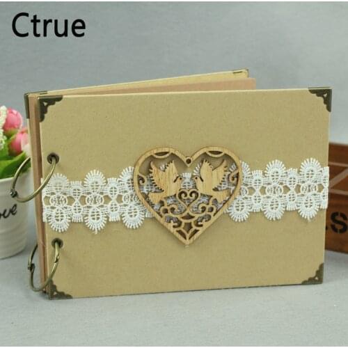 21cmX15cm Custom names love bird Wedding Guest book Signature Books Couple Wooden Notebook Vintage Wedding Decoration