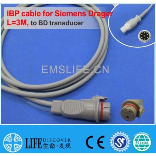 Drager 7pin IBP cable for BD disposable pressure transducer
