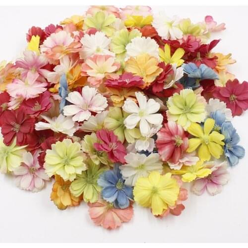 Artificial Silk Craft Flower Heads Cherry Peach Blossom Handmade Headwear Accessories Wreath Wedding Decoration DIY Scrapbooking