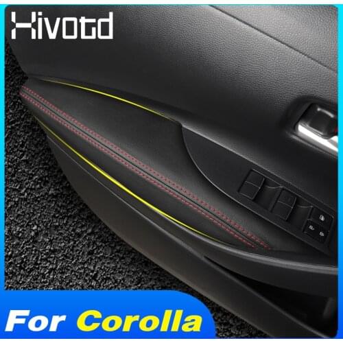 Hivotd Door Armrest PU Leather Cover Interior Protection Decoration Accessories Car Styling For Toyota Corolla Sedan 2019-2021