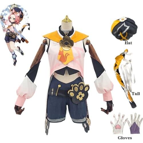 Game Genshin Impact Diona Cosplay Costume Women Sexy Cat Suit with Hat Tail Anime Outfit Halloween Carnival Uniforms Custom Made