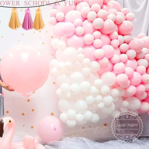 Pink White Round Latex Balloons Anniversary Childrens Birthday Party Decoration Wedding Site Layout Baby Shower Kids Toy Baloon