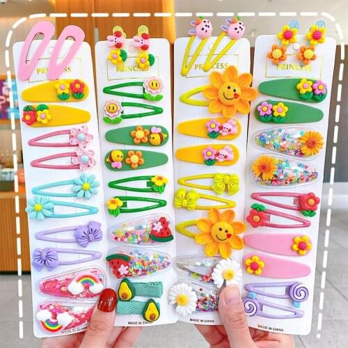 MueRaa 14/10 pcs Korean Style Children Girls Waterdrop Barrettes Hair Clip Cute Kids Cartoon Hair Accessories Hairpins Hairgrips