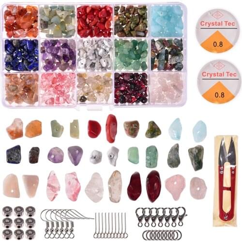 Irregular Natural Stone Beads Box WIth Accessories and Tools Gemstones Healing Loose Rocks For DIY Necklace Jewelry Making Craft