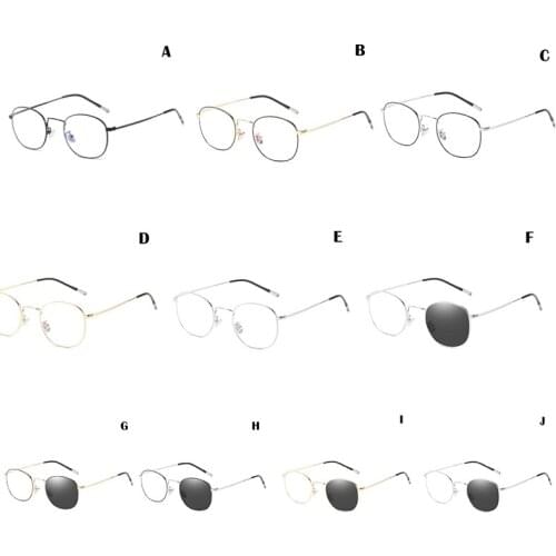 Очки New Metal Round Frame Unisex Simple Glasses Anti-blue Light Discoloration Flat Mirror Gafas De Sol Mujer Очки Декоративные