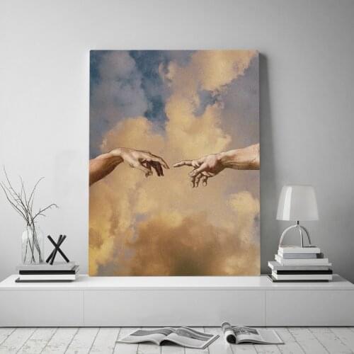 Prints Home Decor Creation of Adam Canvas Painting Michelangelo Wall Art Modern Modular Nordic Pictures For Bedroom Poster Frame