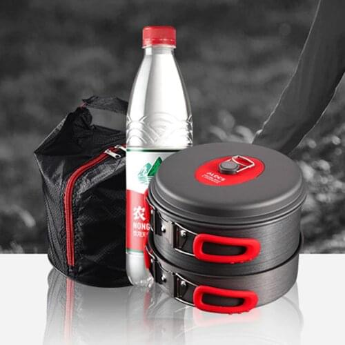 Portable Outdoor Cooking Tool Picnic BBQ Pot Pan Plate Cup Set Stainless Steel Tableware Cutlery Camping Cookware Set