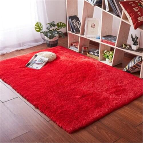 Rectangle Long hair carpet living room coffee table mat bedroom bedside blanket Thickened washed silk hair non-slip rug