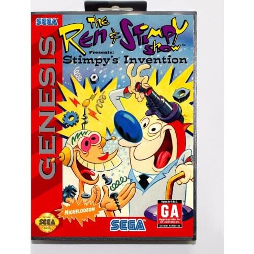 Ren & Stimpy Show Presents Stimpys Invention Game Cartridge 16 bit MD Game Card With Retail Box For Sega Mega Drive For Genesis