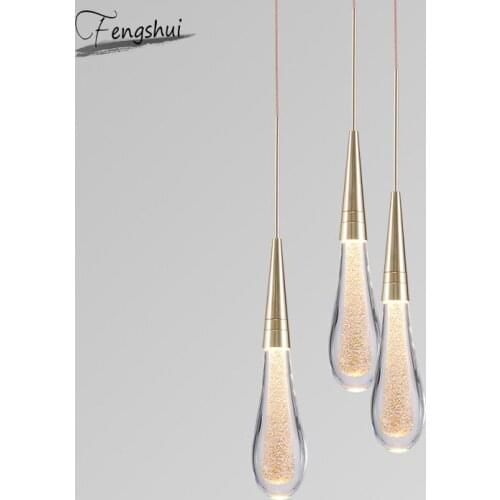 Nordic Gold Crystal Pendant Lights Staircase Chandelier Living Room Hall Interior Home Decor Villa Lamp Lighting Hanging Lamps