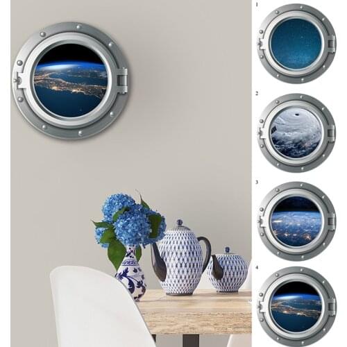 Universe Outer Space Stickers Home Decor Decals 3D PVC Solar System Earth Mars Planet Wall Stickers for Kids Rooms Bathroom