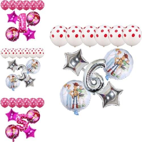 11pcs/set Disney Toy Story Red Silver Aluminum Foil Number Balloon Childrens Birthday Party Event Decoration Supplies Globos