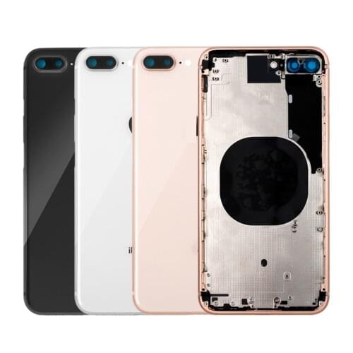 For iPhone 8 plus housing replacement, Rear Chassis Middle Frame with Back Battery Door Glass for iPhone 8 Plus Black White Red