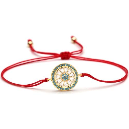 Round Blue Cubic Zirconia White Crystal Copper Sunflower Charm Bracelet Women Female 2020 New Fashion Brass CZ Eye Jewelry Gift