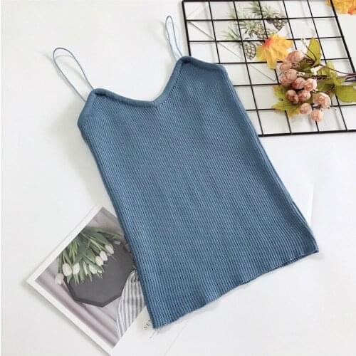 2019 summer womens wild bottoming thread slim sexy fashion comfortable home holiday solid color knit suspender small vest tide