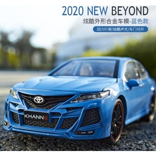 1/24 Toyota Eighth Generation Camry Metal Die Cast Toy Car Alloy Collection Pull Back Sound Light Model Vehicle For Kids Blue