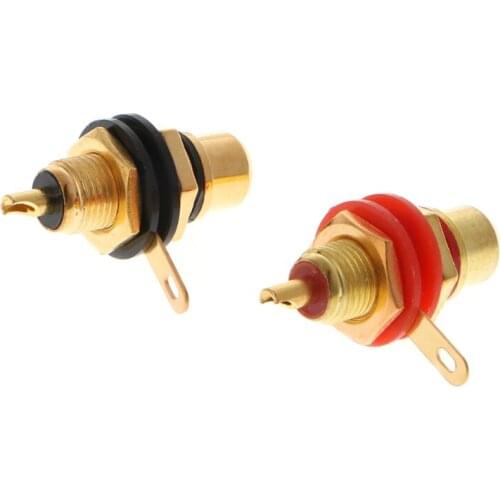 1 Pair RCA Female Socket Connector Chassis Panel Mount Adapter Terminal Plug