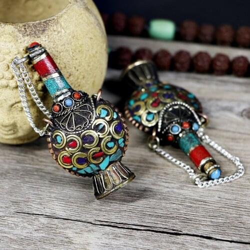 1 Rare Tibetan Tibet antique Vintage TURQUOISE RED CORAL SNUFF BOTTLE STATUE