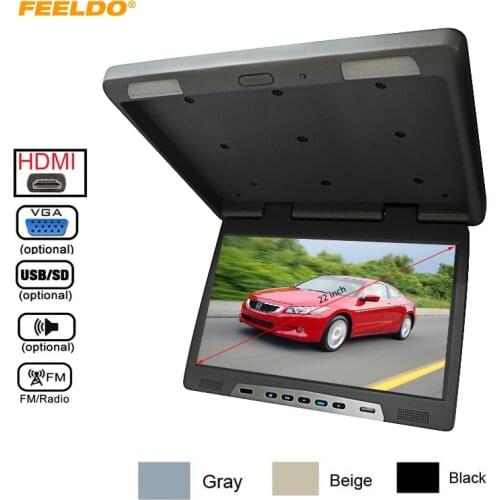 22 Inch Bus Car Flip Down TFT LCD Screen Celling Roof Mounted HD Overhead Monitor with IR Transmitter/HDMI/VGA/MP5/FM/Speaker