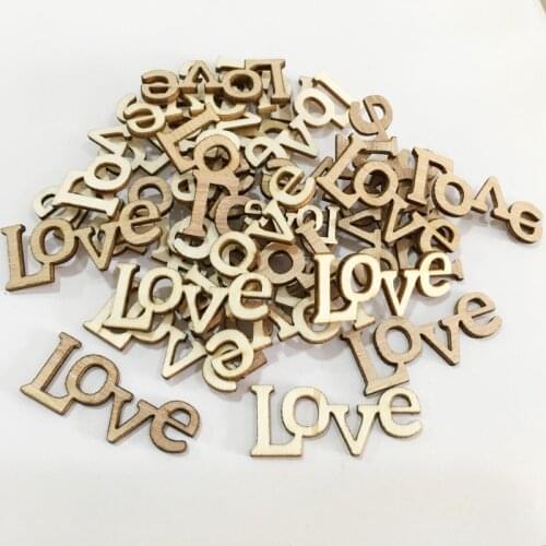25pcs Wood Love Letter Beads DIY Crafts Cutout Wooden Slices Embellishments Gift Unfinished Wood Ornaments for Wedding Party