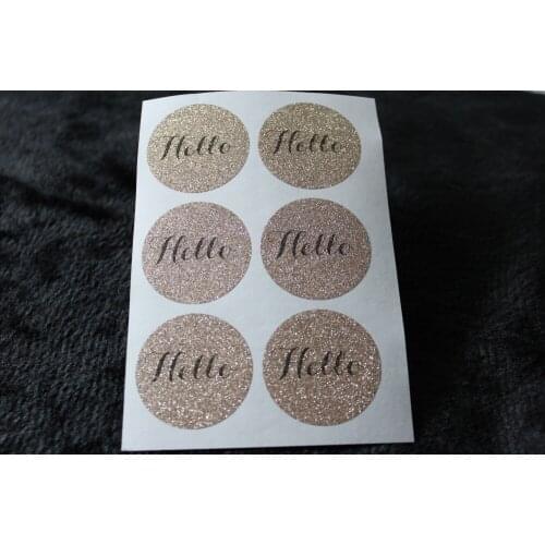 3.8cm Hello Rose gold glitter classic round sticker