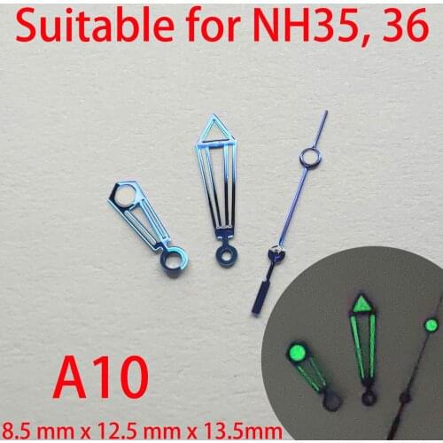 A10 suitable for NH35 watch pointers, watch accessories hand green/blue super luminous watch custom accessories NH36