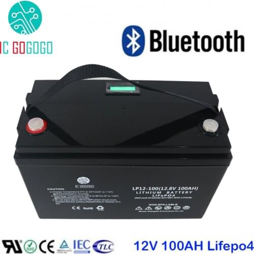 12V 100AH Lifepo4 Battery Pack Deep 2000 Cycle 3.2V Sealed Lithium Iron Phosphate High Capacity Cell BMS 4S Bluetooth Customized