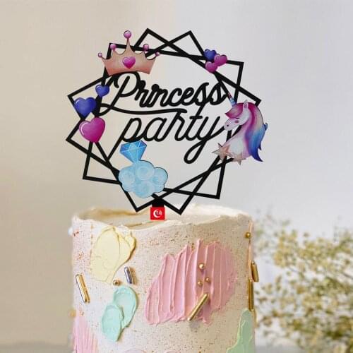 Happy Birthday Fantasy Unicorn Acrylic Cake Decorations Jewel Crown Baking Cake Toppers for Kids Birthday Party Cake Toppers New