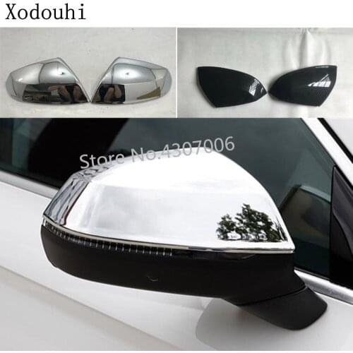 Car Styling ABS Chrome/carbon Fibre Rear View Rearview Side Glass Mirror Cover Trim Frame For VW Audi Q5 L Q5L 2018 2019 2020