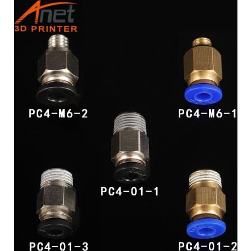 Anet Quick pneumatic connector 3D printer parts Hotend extruder Straight fittings Feeder Coupling Brass 4M PTFE Tube Accessories