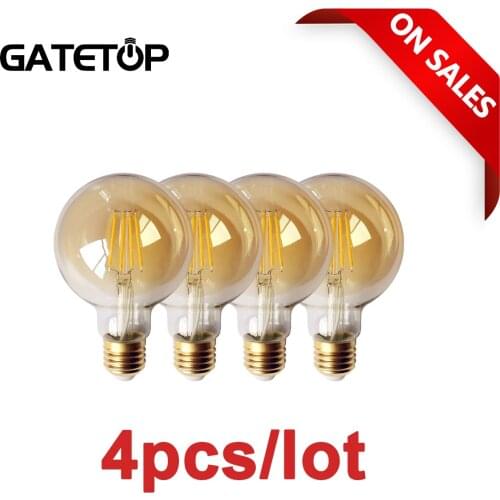 4pcs/Lot 2021 Rushed Sale Ce Rohs Decor Retro Edison Led Filament Bubble Ball Bulb G80 6w 2700K 220v For Home Bedroom Decoration