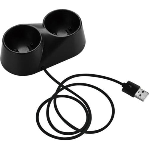 Dual Charger Dock for Playstation Move Controller USB Charging Station for PS3 / PS4 VR Motion Controller DC 5V Input Black