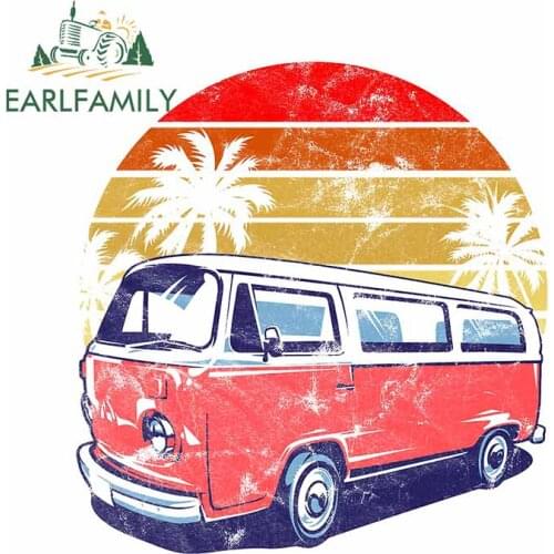 EARLFAMILY 13cm x 12.2cm For Hippe Van Bus Funny Car Stickers DIY Graphics Decal Vinyl Material Waterproof For JDM SUV RV