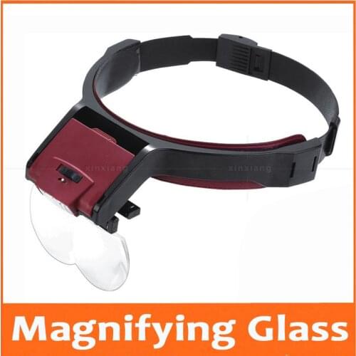 1.7X 2X 2.5X 4.5X 4pcs Lenses Head Wearing LED Magnifier Loupe Medical Magnifying Glass for Dentist Clock Mobile Phone Repair