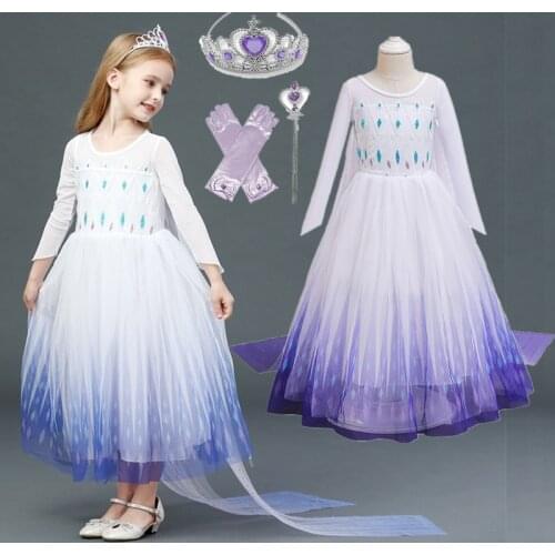 Fancy Dress Up For Girls Kids Halloween Cosplay Princess Costume Children Carnival Party Snow Queen Disguise Clothes 4-10 Years