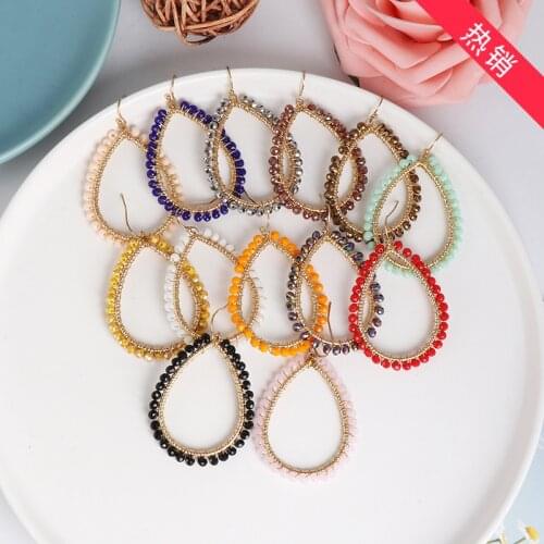 Fashion Multicolor Hollow Out Around Beads Water Drop Earrings for Women