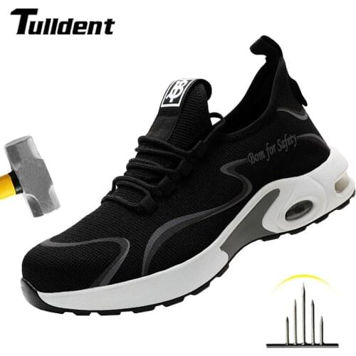 Men Work Safety Shoes Steel Toe Head Puncture-Proof Anti-Stabbing Wearable Breathable Light Soft Sneakers Security Boots