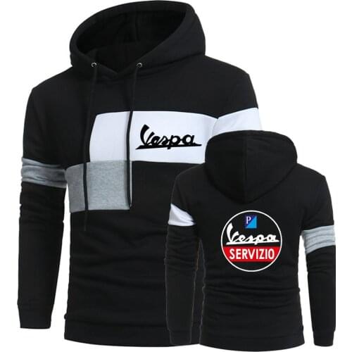 Vespa Logo 2021 NEW 3 Color Splice Pullover Customize Hoodies Male Harajuku Sweatshirts Mans Cotton Hip Hop Coats