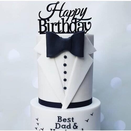 New Happy Birthday Acrylic Cake Topper Black INS Letters Cupcake Topper For Boys Birthday Party Cake Decorations Baby Shower