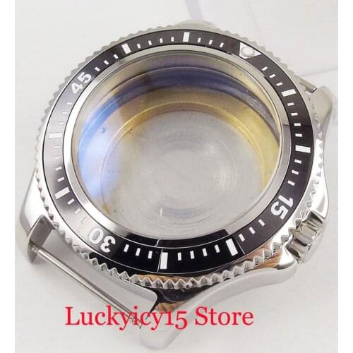 New 44mm Watch Case With Rotating Bezel Stainless Steel Material Diameter Fit ETA 2836 MIYOTA 8215 821A DG 2813 Movement