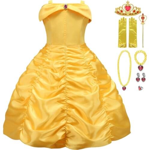 Girls Belle Dress Kids Beauty and the Beast Ball Gown Princess Costume Child Carnival Halloween Birthday Party Cosplay Clothing